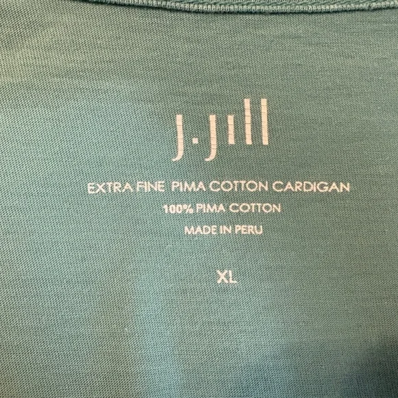 J. Jill Turquoise Button-Down Pima Cotton Shirt Soft Aesthetic Minimalist Prarie - Picture 4 of 4